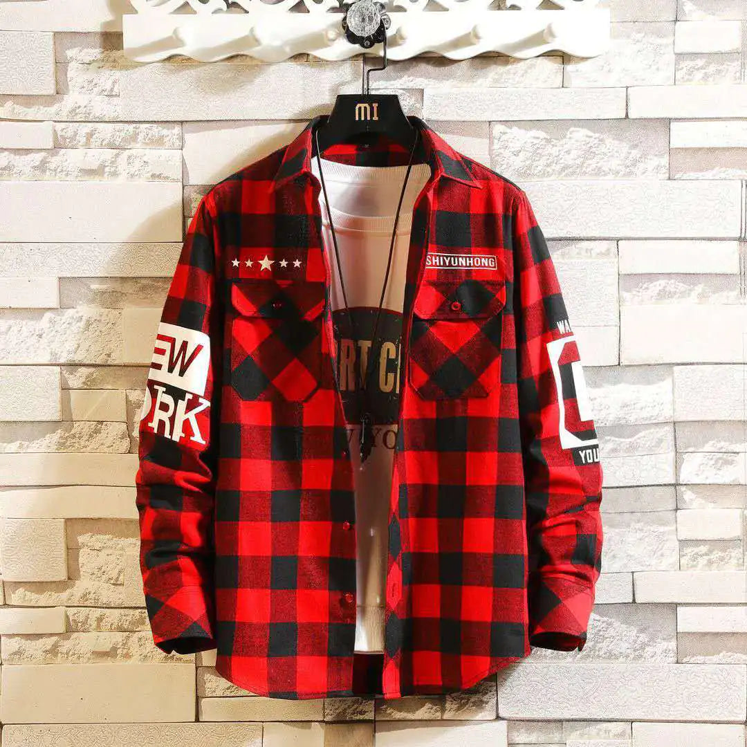 Slim Fit Casual Plaid Shirt for Men - THE OUTLET