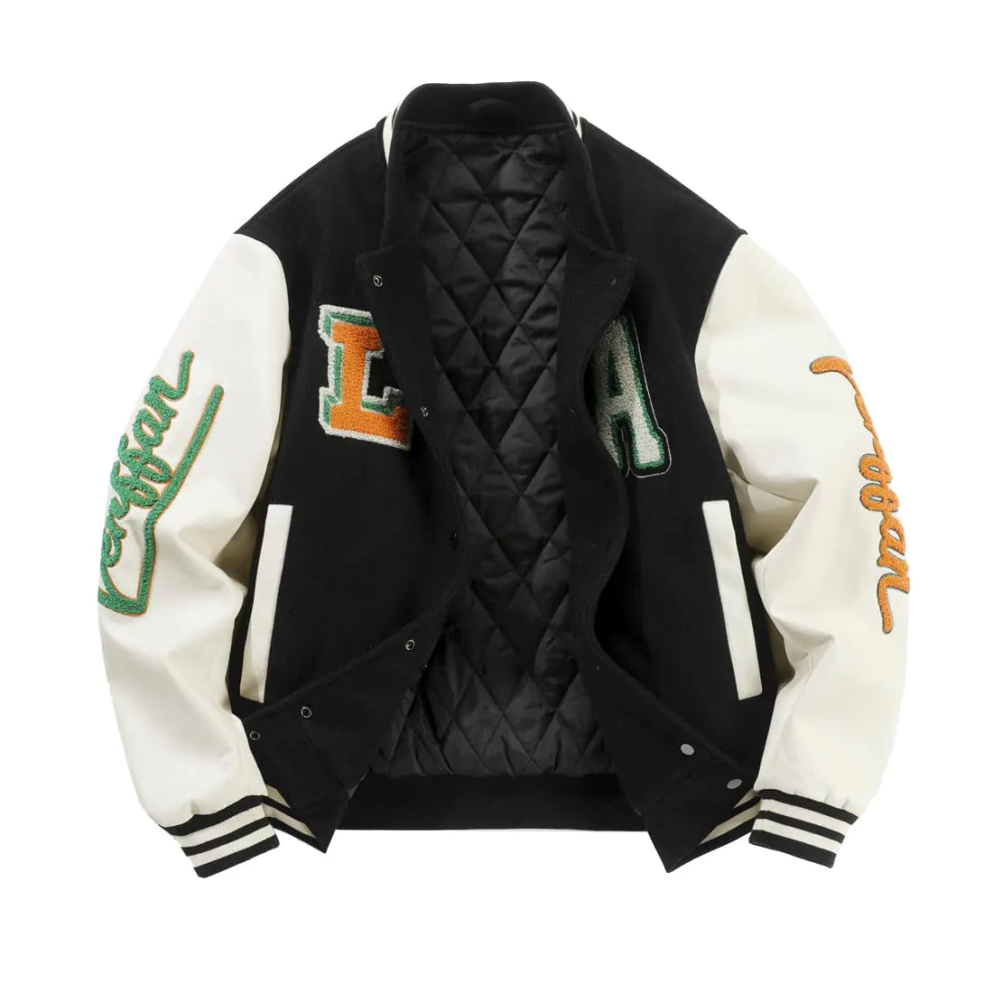 GIFTIME Letterman Jacket Women - Varsity Jacket Women Baseball Jacket Women Bomber Jacket Women Varsity Jacket Black-LA L