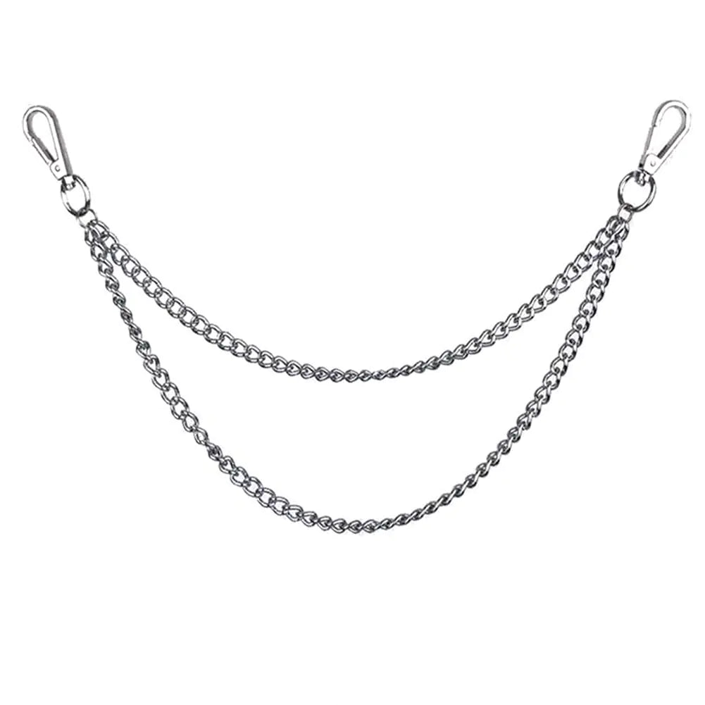 Punk Pants Jean Chain for Women Belt Chains for Jeans Silver Pants Chain 2 Layer Chains for Pants Pocket Wallet Chains for Men - THE OUTLET