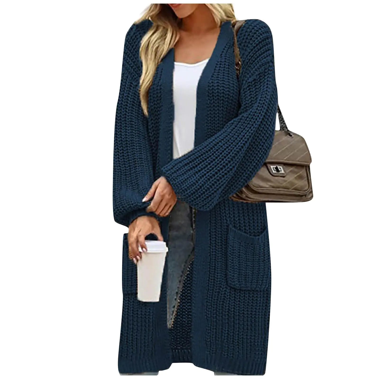 Winter Sweaters for Women 2023 Trendy Plus Size Cardigan Casual Long Sweaters for Women Cardigan Open Front Womens Duster Chunky Knit Sweater Coats Oversized Warm Outerwear Clothes(C Navy3X-Large) - THE OUTLET