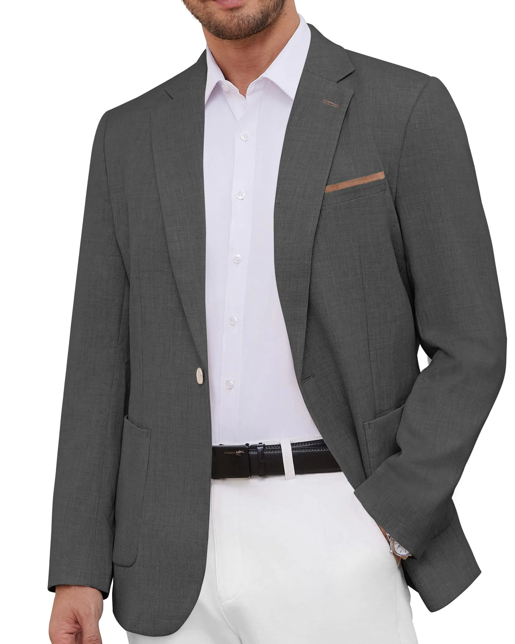 WULFUL Mens Casual Sport Coat Blazer Lightweight One Button Suit Jackets - THE OUTLET