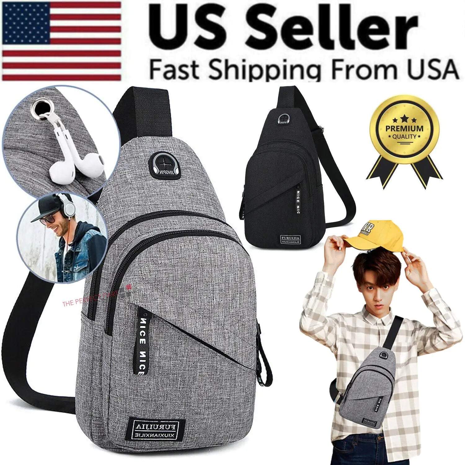 Men Women Sling Bag Chest Fanny Packs Cross Body Travel Sports Shoulder Backpack - THE OUTLET