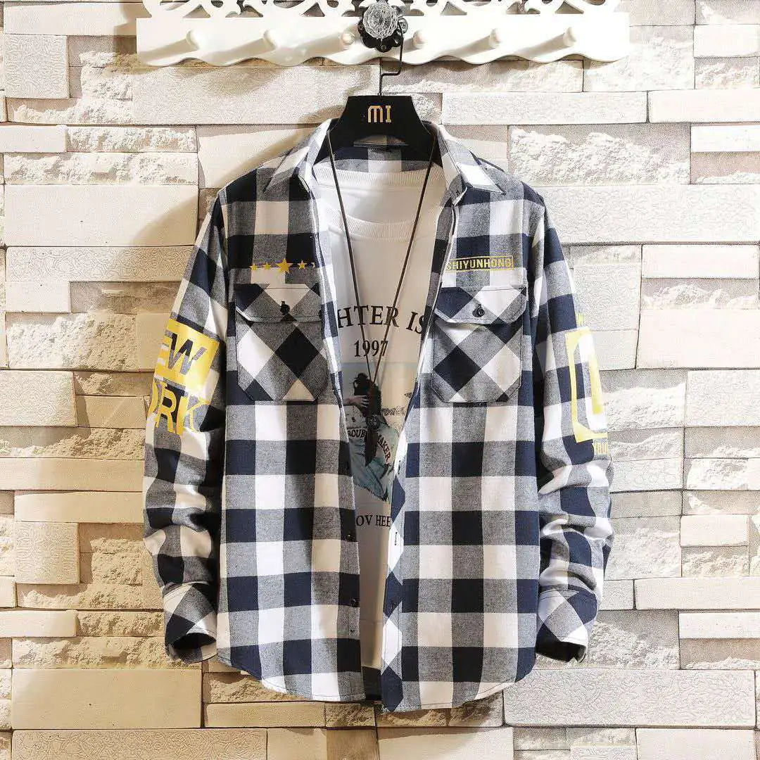 Slim Fit Casual Plaid Shirt for Men - THE OUTLET