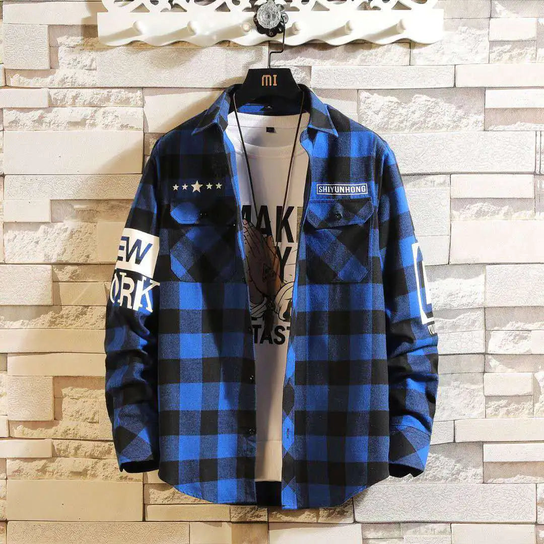 Slim Fit Casual Plaid Shirt for Men - THE OUTLET